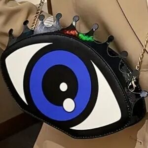 Stylish Eye Motif Crossbody Bag in Black and Blue